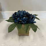 Blue Floral Arrangement  in Green Planter