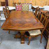 Ethan Allen Table, 8 Chairs, 2 Leaves As Is