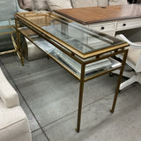 Ethan Allen Beacon Glass/Gold Console