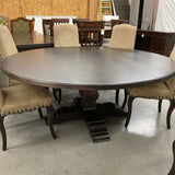 Bassett Bench Made 72" Tavern Round Table with 6 Pottery Barn Chairs