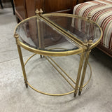 Pair of Demilune Glass End Tables