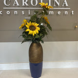 Sunflowers w/Blue and Gold Vase