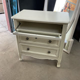 2-Drawer Nightstand with Glass Front Shelf