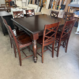 Pub Table with 1 Leaf and 8 Stools