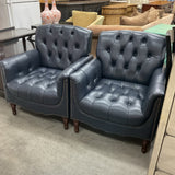 Pair of Hulala Home Navy Leather Chairs
