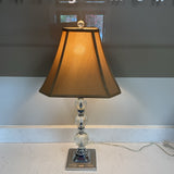 Crystal Cut Silver Lamp with Square Base