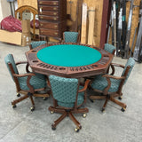 Poker Game Table with Flip Top and 6 Adjustable Chairs