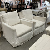 Pair of White Swivel Chairs (as is)