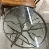 Round Glass Top Metal Base Table