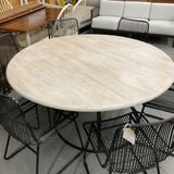 Magnolia Home Round Table, 6 Metal Chairs
