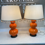 Pair of Orange Lamps (As Is Shades)