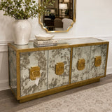 Worlds Away 4-Door Mirrored Console