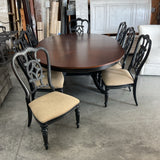Thomasville Round Table with 8 Chairs and 1 Leaf As Is