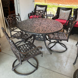 Hanamint Outdoor Table with 4 Swivel Rocker Chairs