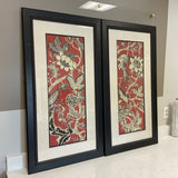Pair of Black & Red Florals