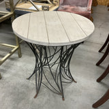 Metal & Wood Round End Table