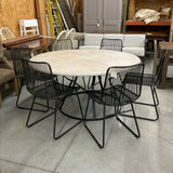 Magnolia Home Round Table, 6 Metal Chairs