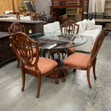 Round Glass Top Dining  Table with 4 Chairs (R)