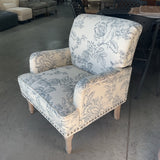 White Floral Accent Chair with Nailheads