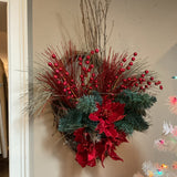 Red Christmas Basket Door Hanger