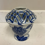 Blue and White Lattice Flower Frog Vase