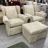 Pair of Custom Chairs & Ottoman