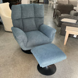 Blue Swivel Recliner w/Ottoman