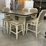 Bar Height Avalon Table with 6 Stools & 1 leaf (As-Is)