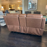 Flexsteel Leather Power Reclining Loveseat with Headrest and Lumbar Adjustment