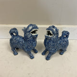 Pair of Chelsea House Blue Foo Dog Figures
