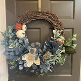 Blue Pumpkin Wreath