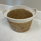 Woven Basket w/White Handles