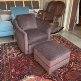 Newly Upholstered Bassett Swivel Rocker & Ottoman