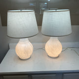 Pair of White Swirl Lamps with Base Nightl Light