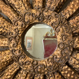 Mid-Century Brutalist Layered Hand-Hammered Steel Rays Mirror