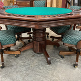 Poker Game Table with Flip Top and 6 Adjustable Chairs