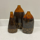 Set of 3 Brown Vases