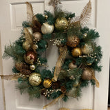 Gold Ornament and Pine Cone Wreath