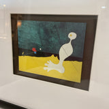Joan Miro Framed Art Card "Person Throwing a Stone at a Bird"