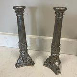 Pair of Silver Painted Candlesticks