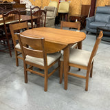 Amish Made Drop Leaf Table with 4 Chairs, 2 Leaves