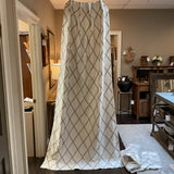 Pair of Custom White and Tan Napped Lined Pleated Panels