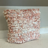 Rose and White Paper Shag Pillow FIRM