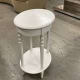 Oval White Painted End Table