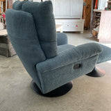 Blue Swivel Recliner w/Ottoman