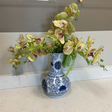 Blue & White Vase Orchid Arrangement