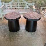 Pair of Scalloped Acacia Wood End Tables