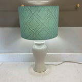 White Ginger Jar Lamp w/Blue Shade