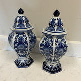 Pair of Blue and White Small Ginger Jars