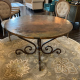48" Copper Table with Metal Base